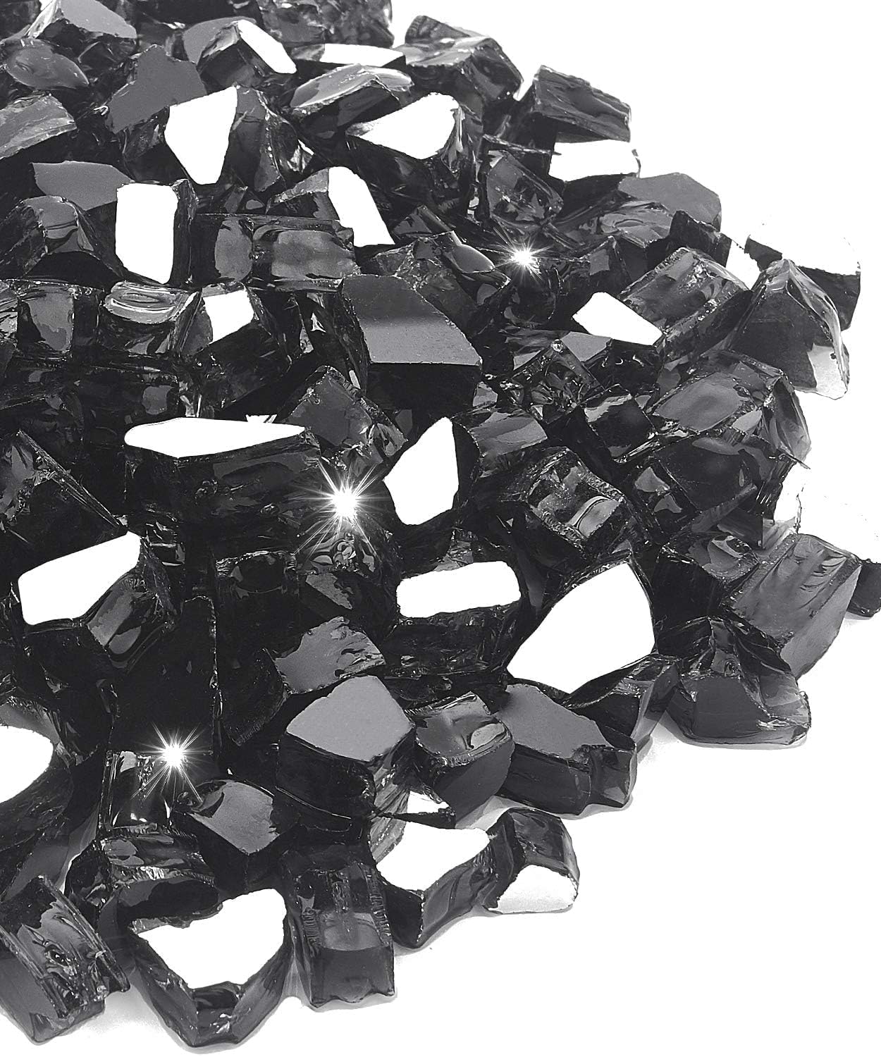 NUPICK 20lb fire glass half-inch black reflective for smoke-free flames
