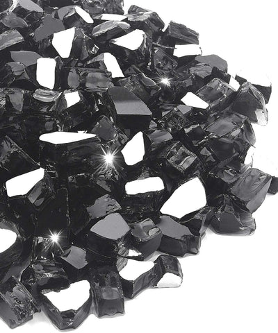 NUPICK 20lb fire glass half-inch black reflective for smoke-free flames