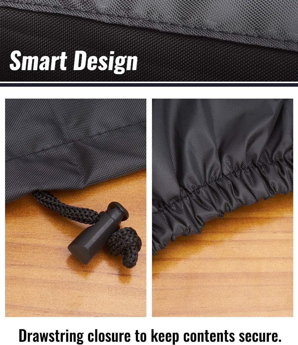 NUPICK grill cover on Royal Gourmet 24 inch, back view, UV resistance.