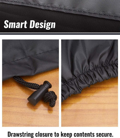 NUPICK grill cover on Royal Gourmet 24 inch, back view, UV resistance.