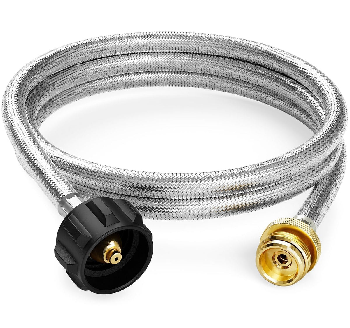 NUPICK 6 ft propane adapter hose with brass fittings for secure outdoor connections.