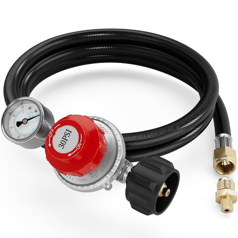 NUPICK 6ft propane regulator with hose for flexible, safe grill setup.