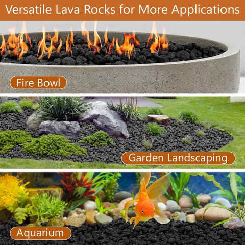 NUPICK lava rock layered with fire glass adds sparkling flame effects