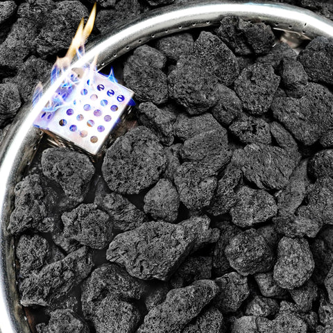 NUPICK black lava rock for fire pits with 1-2 inch stones creates dramatic contrast