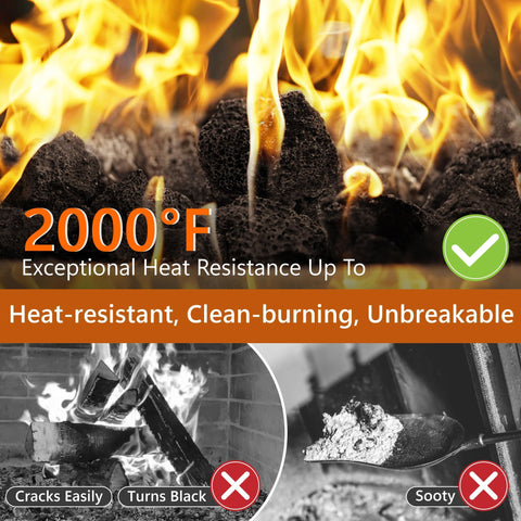 NUPICK lava rock for indoor fireplaces adds clean, elegant warmth