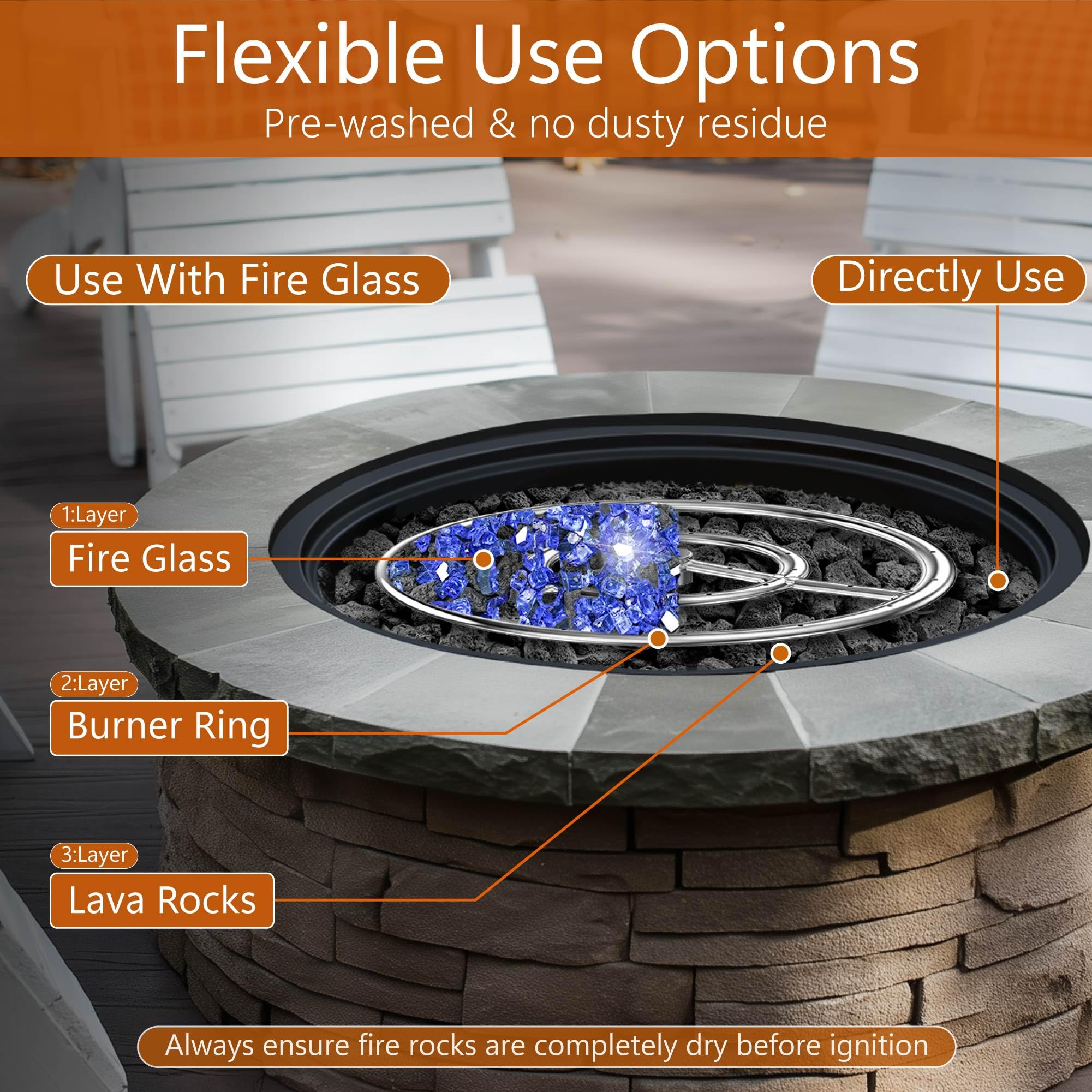 NUPICK lava rock for outdoor fire bowls delivers even heat and timeless style