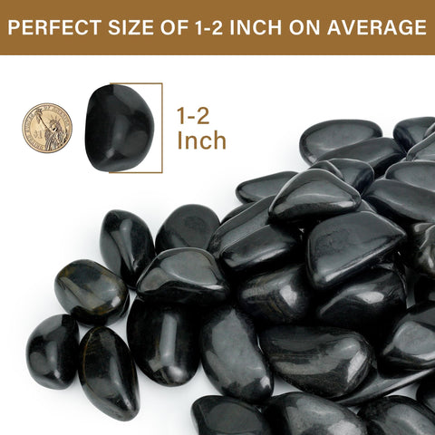 NUPICK Black River Rocks in outdoor garden decor adds natural contrast.