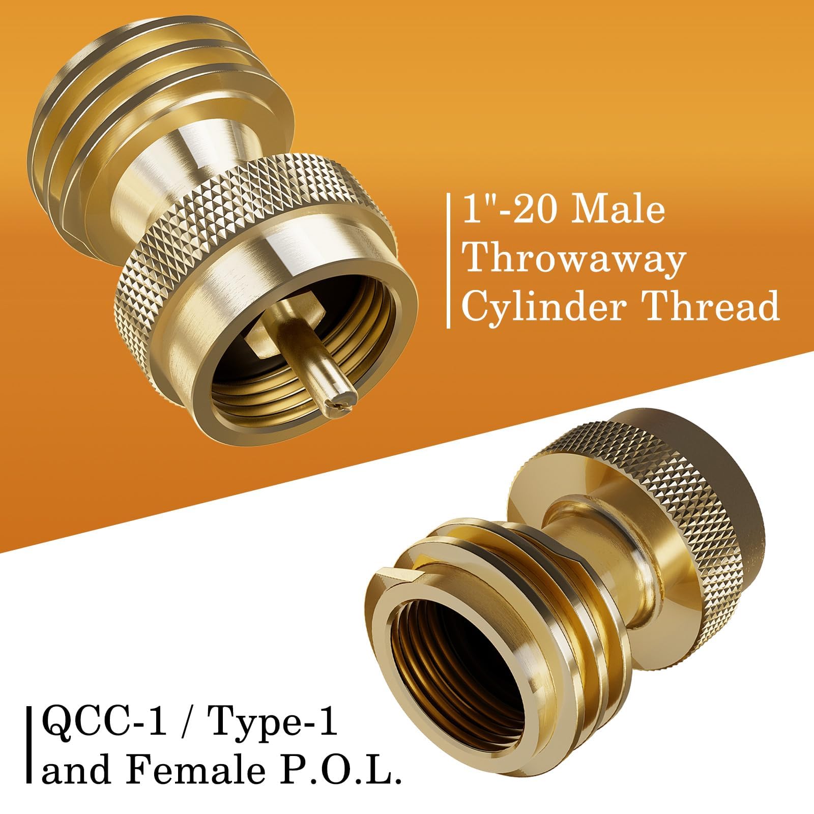 NUPICK brass adapter with QCC-1 and P.O.L. connectors for universal compatibility.