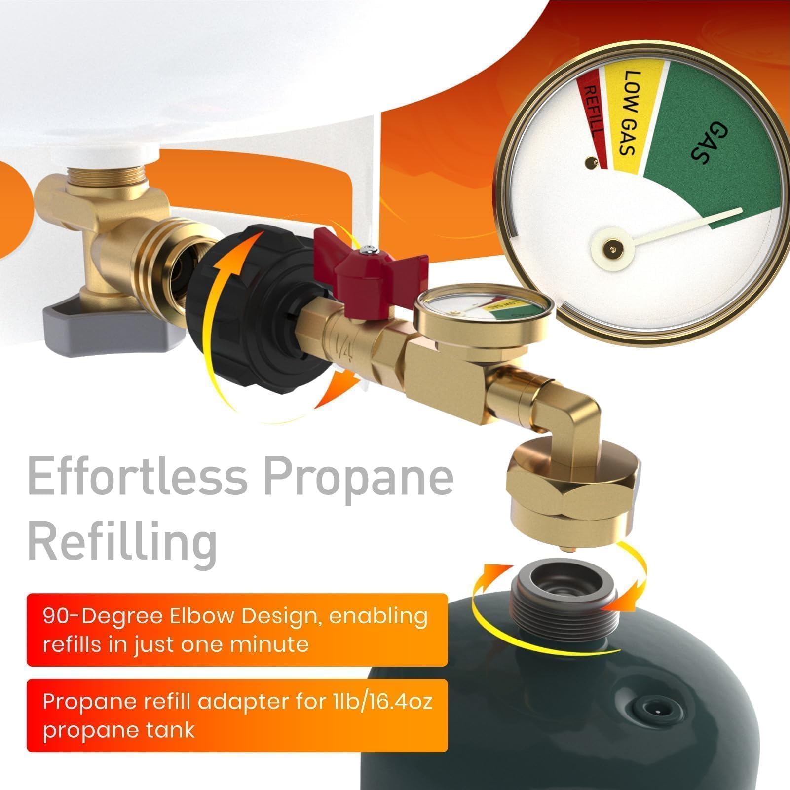 NUPICK built in glow gauge shows fuel level even in low light