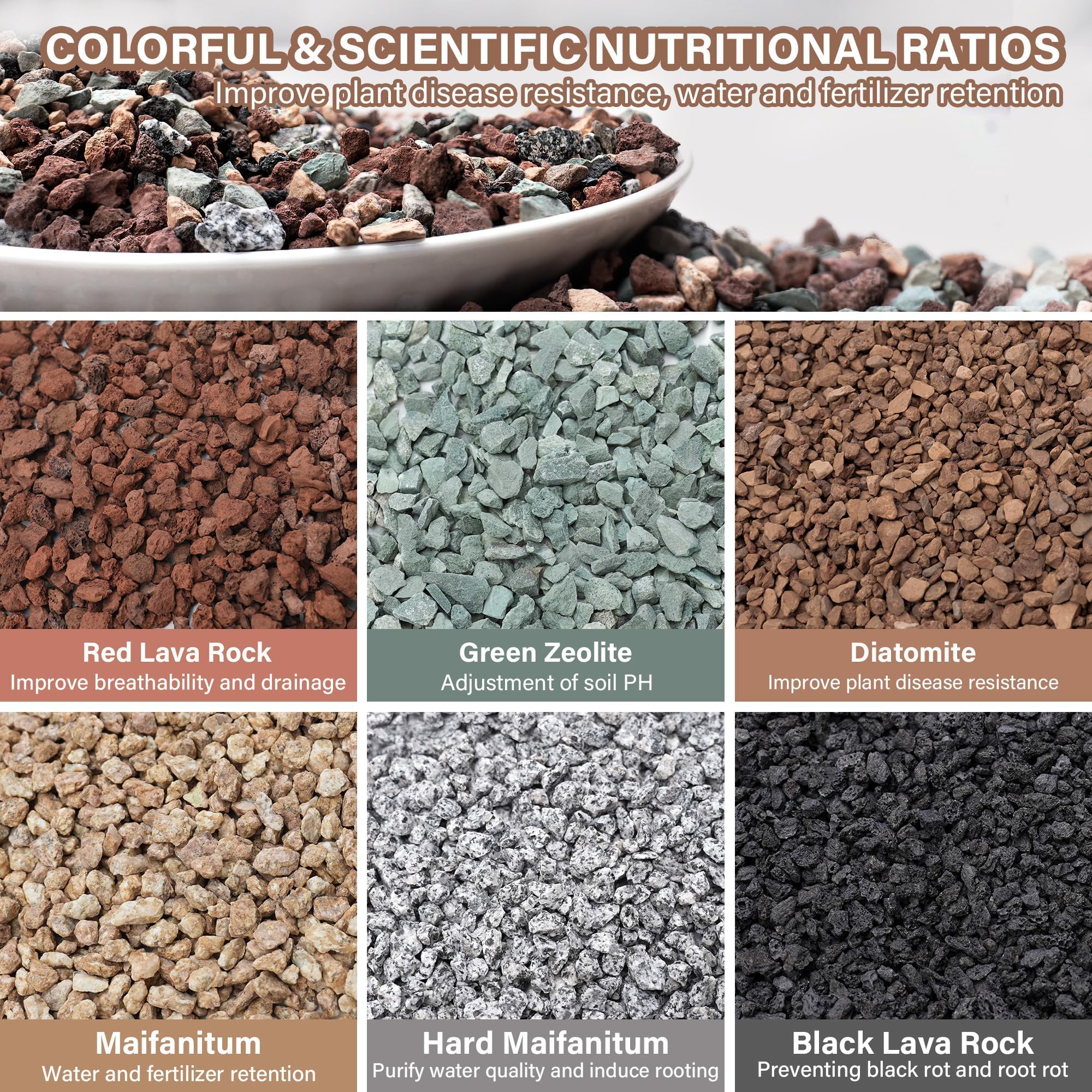 NUPICK lava rocks added to succulent pots for improved aeration