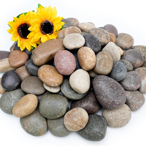 NUPICK Mexican beach pebbles 2-3 inch for pathways, planters, and vibrant garden accents.
