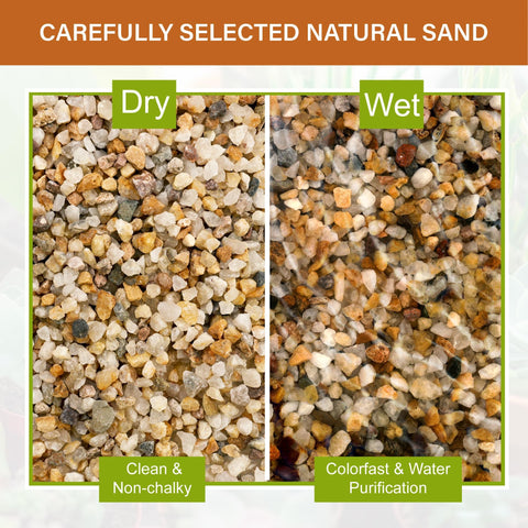 NUPICK natural silica sand with no dyes preserves purity for various uses.