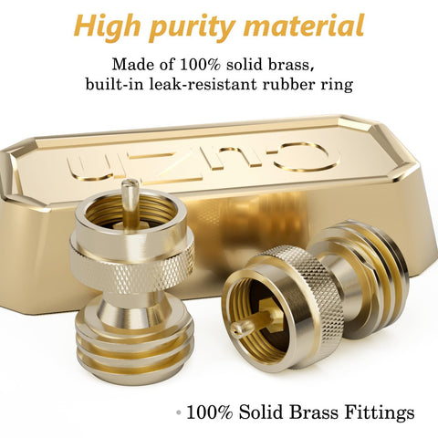 Close-up of brass adapter showing durable, corrosion-resistant construction.