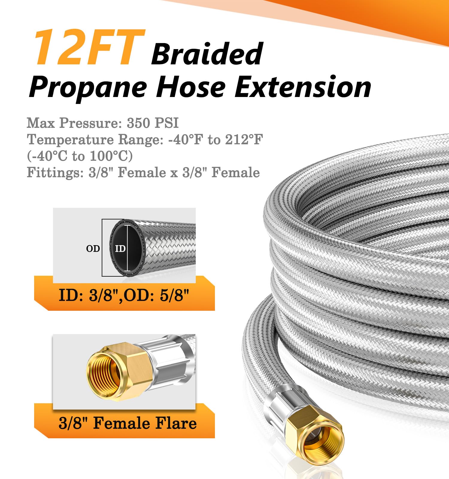 NUPICK propane hose connects to multiple fittings for versatility
