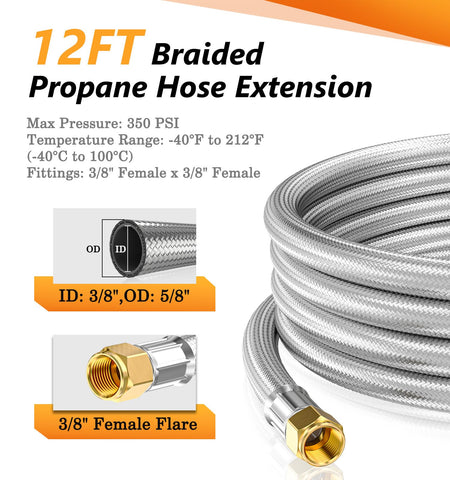 NUPICK propane hose connects to multiple fittings for versatility
