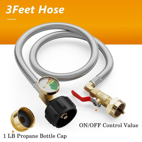 NUPICK refill adapter with gauge shows real time levels during transfer.