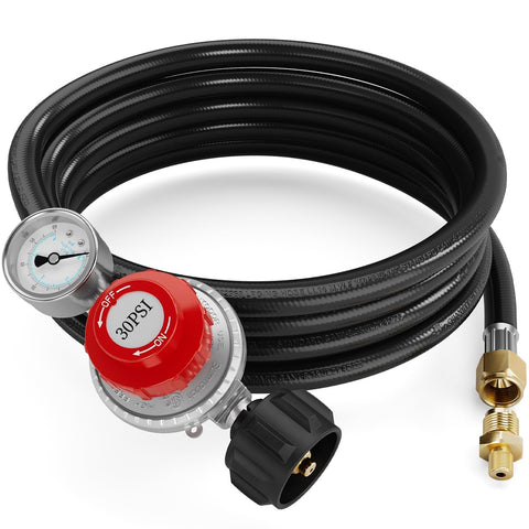 NUPICK propane regulator with 60psi gauge for precise flame control.