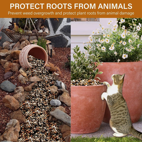 NUPICK river rocks protect soil and roots with non-sharp edges.