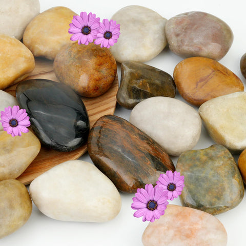 NUPICK river rocks 2-3 inch close-up for indoor plant displays with durable color