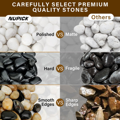NUPICK river rocks with succulents highlight healthy roots and glossy color