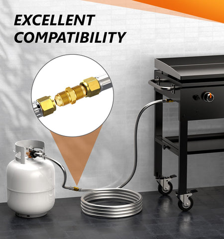 NUPICK stainless steel braided propane hose provides durability outdoors