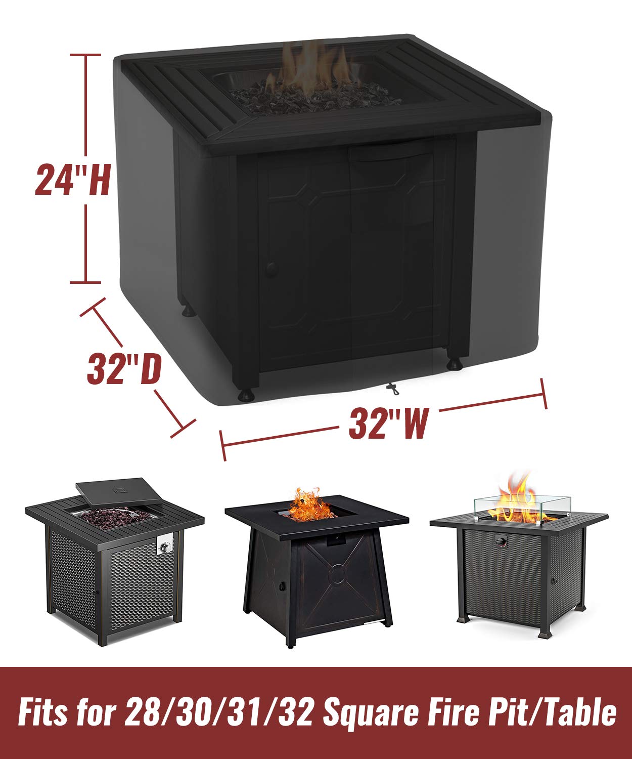 NUPICK waterproof fire pit cover shields the unit in all-weather conditions.