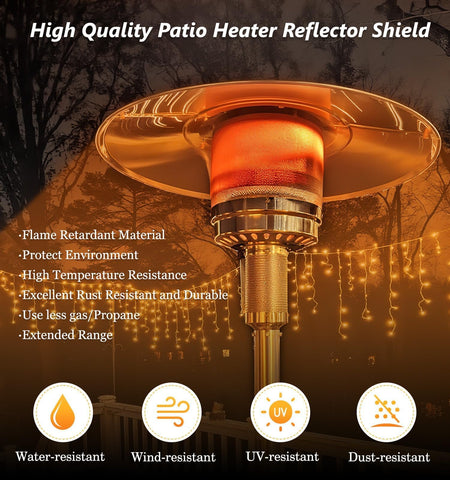 NUPICK 33-inch shield fits many standard propane patio heaters.