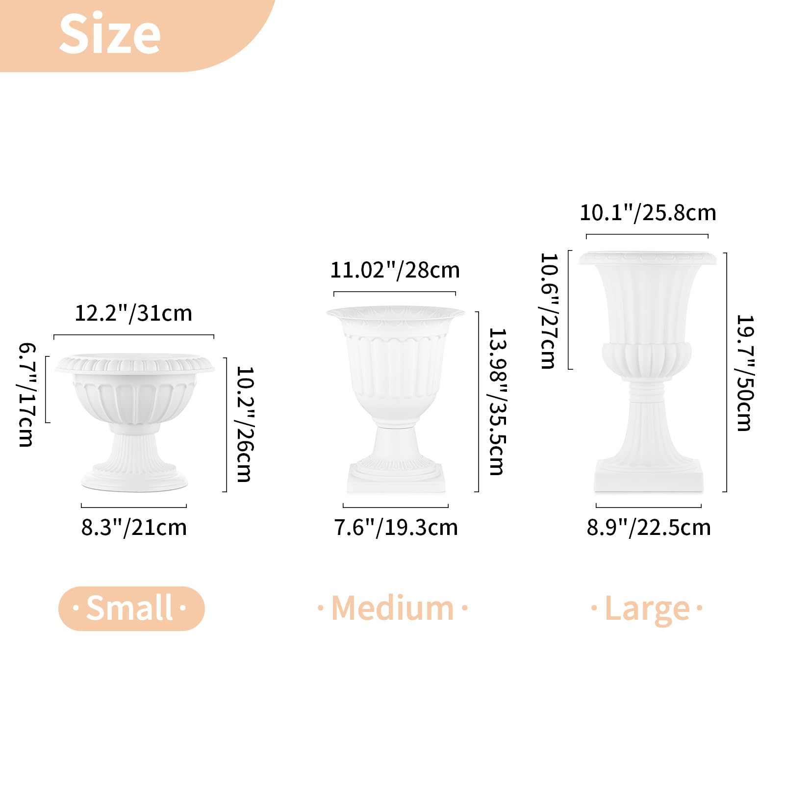 NUPTIO urn planter base diameter 8.27 inches, stable outdoor footprint