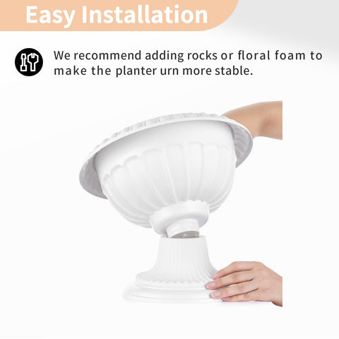 NUPTIO urn planter on porch showcasing clean white finish