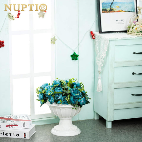NUPTIO urn planter with silk hydrangea display for wedding or home decor
