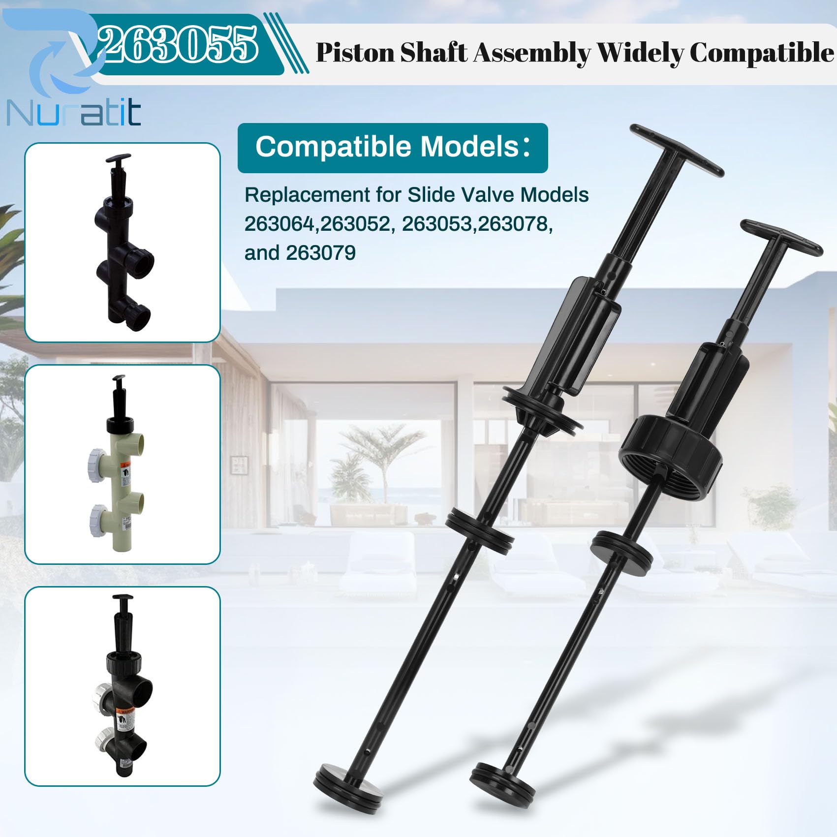 NURATIT 263055 piston shaft side view highlighting compact design for tight spaces