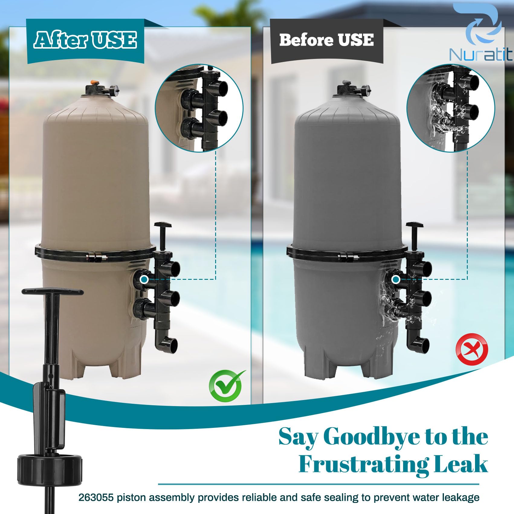 NURATIT 263055 fits Pentair backwash valves with reliable operation