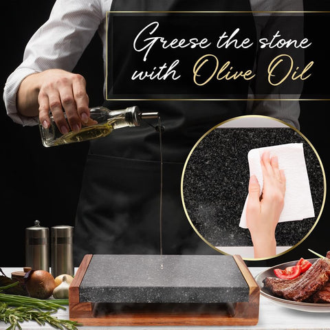 NutriChef rustic kitchen setup showcases the stone grill set in style.