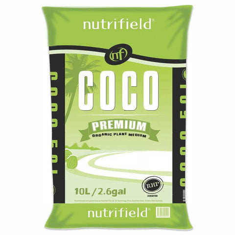 NUTRIFIELD Coco Coir bag open, ready for seed starting and transplanting.