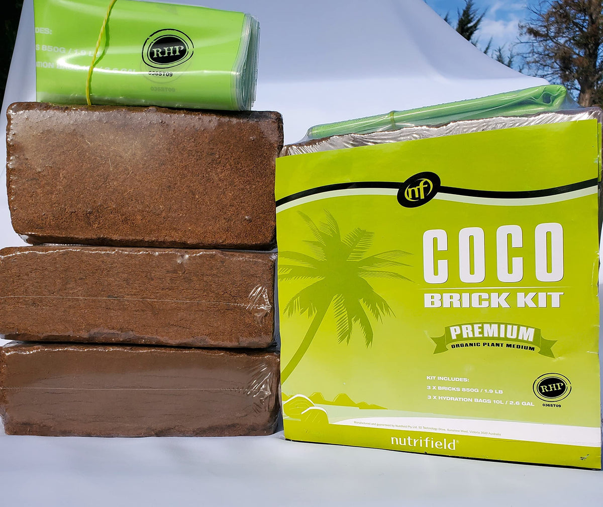 NUTRIFIELD Coco Coir Brick compressed block for easy transport and storage