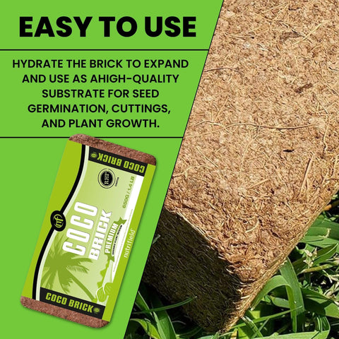 Nutrifield Coco Coir Brick being hydrated; high water retention supports roots