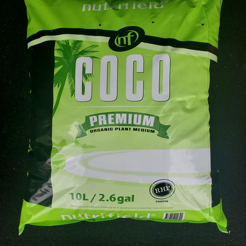 NUTRIFIELD coco coir for indoor-outdoor garden setups and mushroom growing.