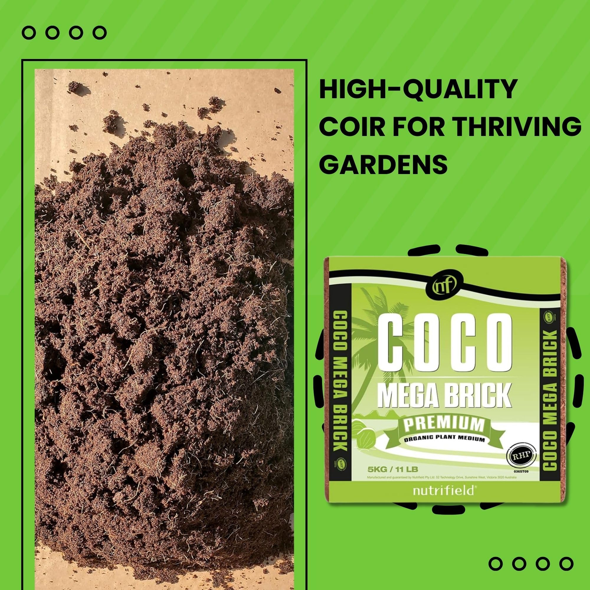 Nutrifield coco coir mega brick dry brick before soaking