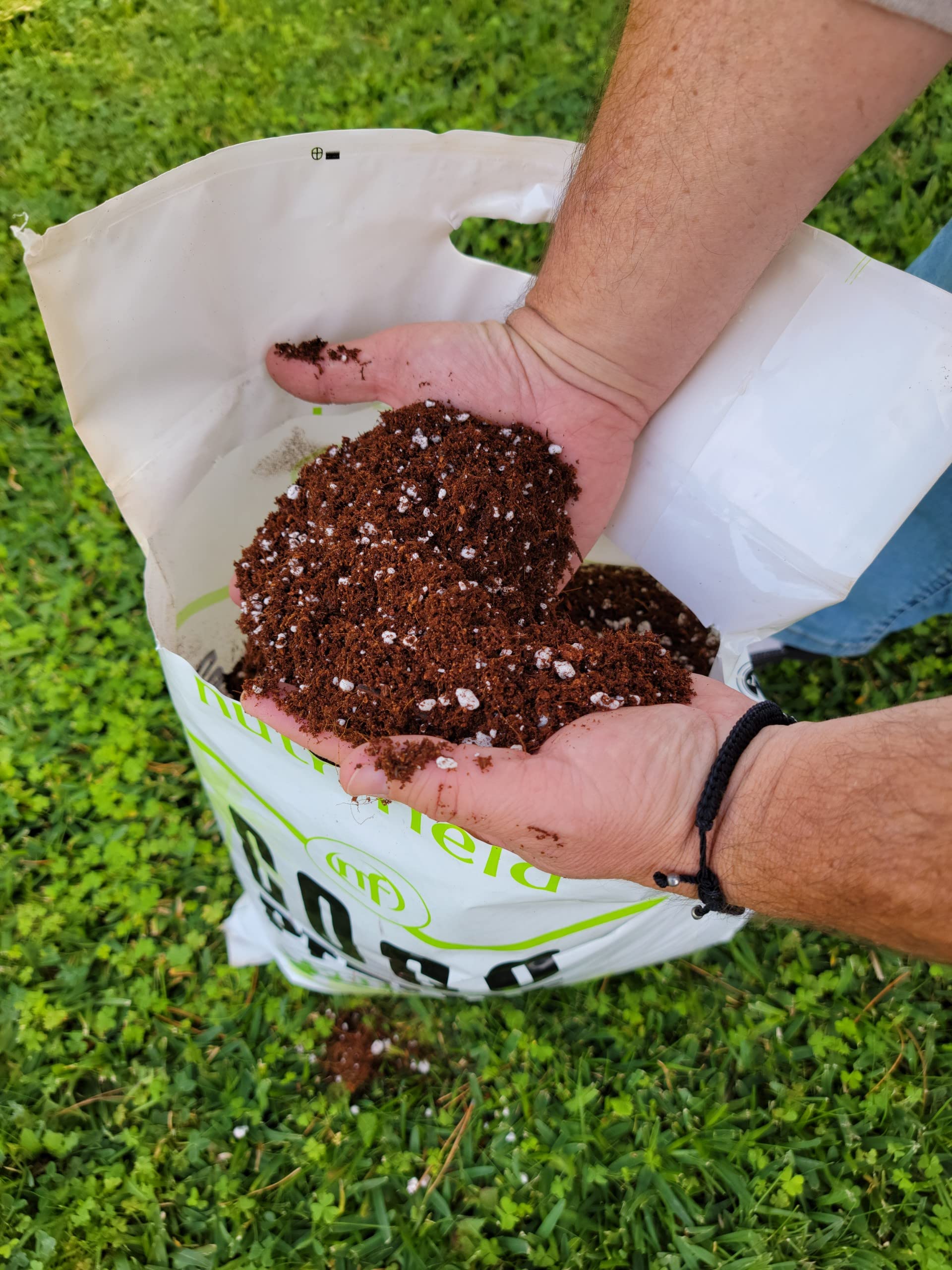 Nutrifield coco coir-perlite mix ready-to-use bag for indoor gardening.