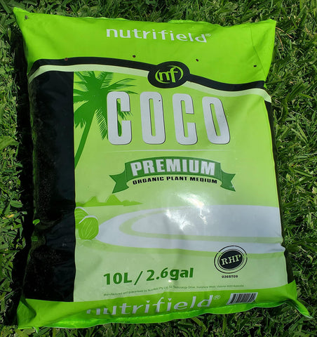 NUTRIFIELD coco coir showing high water retention for less frequent watering.