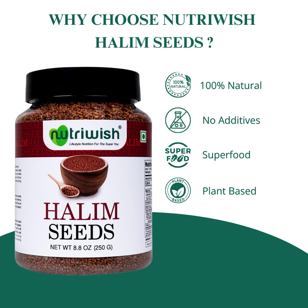 Nutriwish Halim seeds close-up reveals rich texture and natural nutrients.