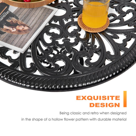 Adjustable feet stabilizing the bistro set on a patio