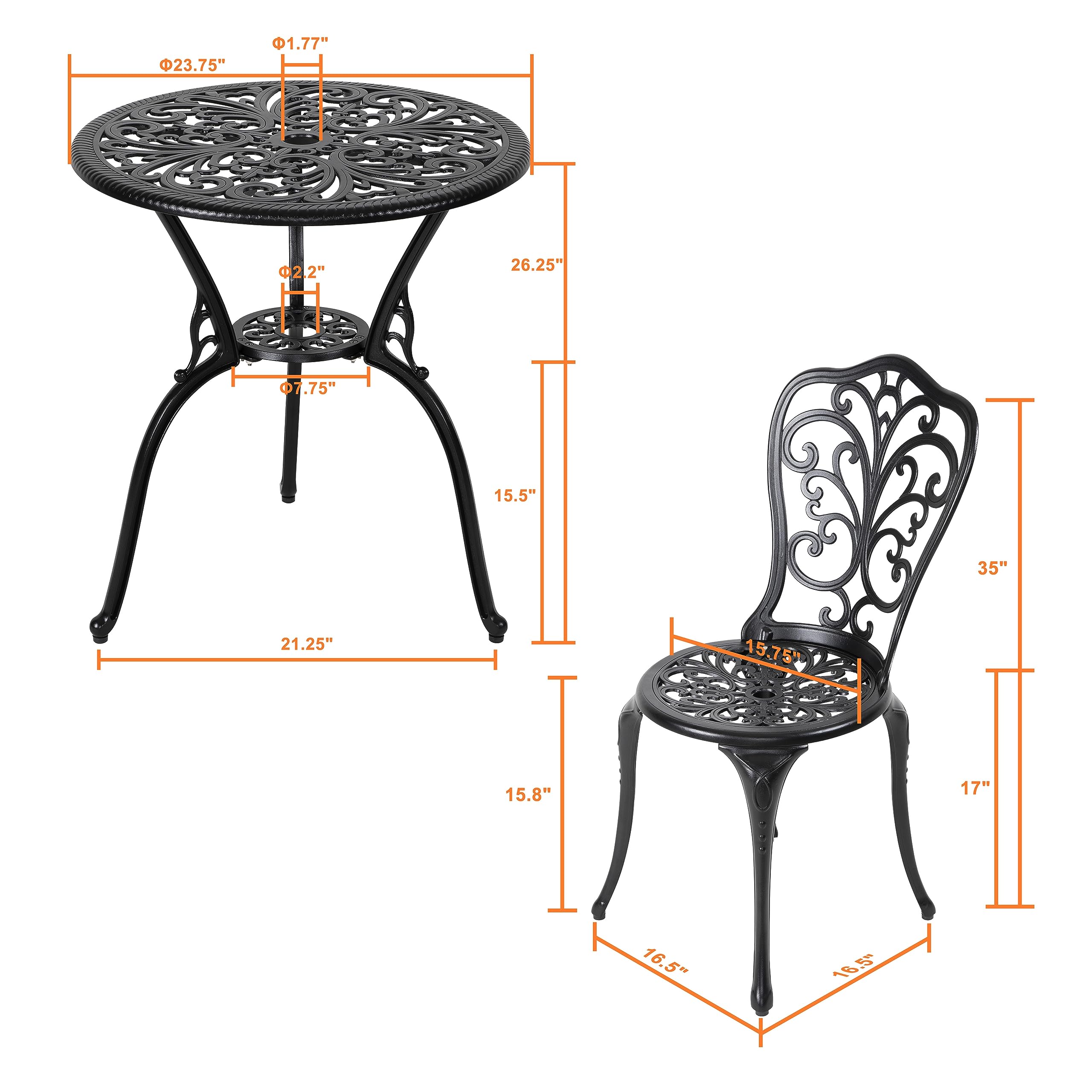Weather ready NUU GARDEN bistro set on an outdoor balcony