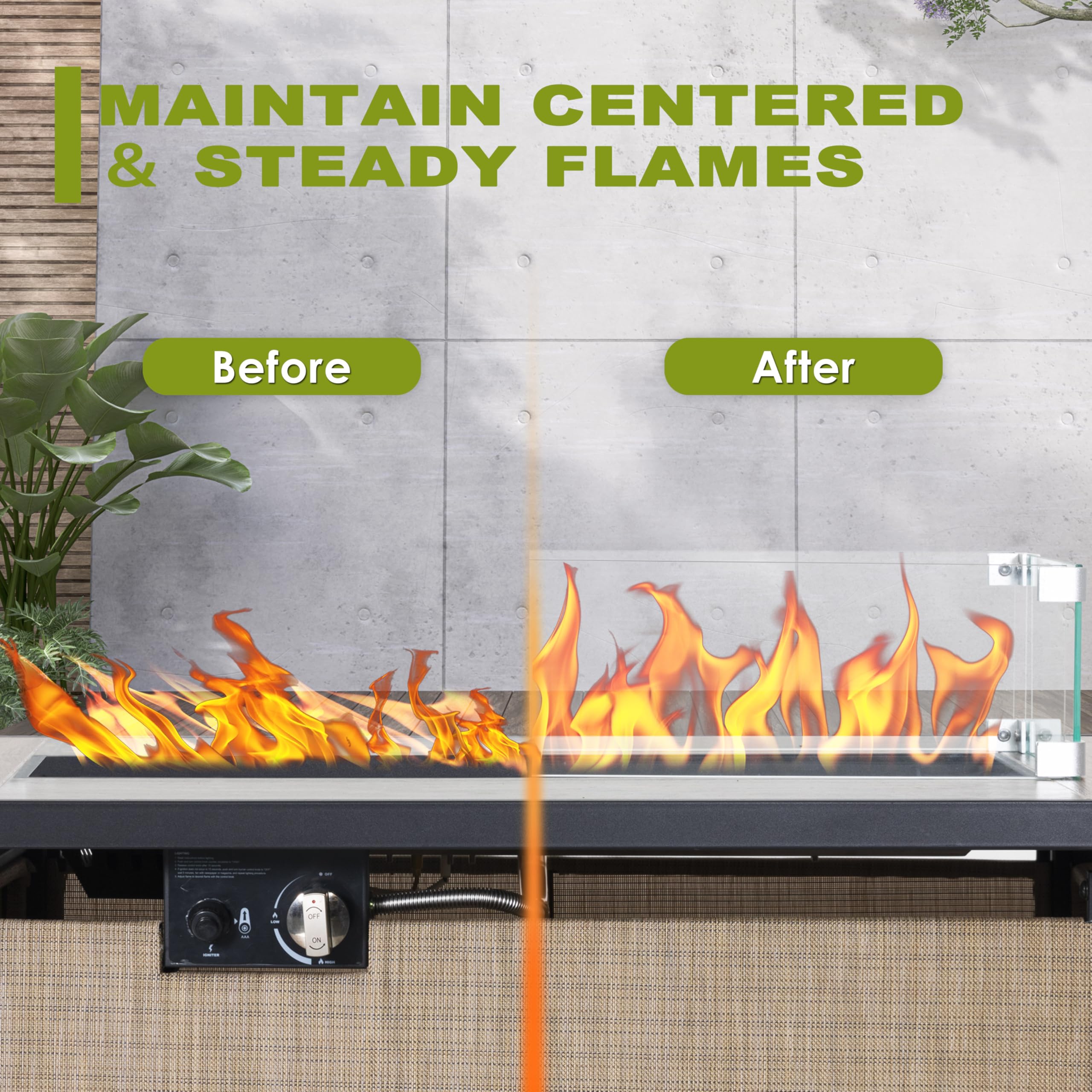 NUU GARDEN protective shield keeps embers at bay while showcasing the fire's beauty.