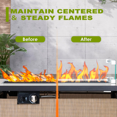 NUU GARDEN protective shield keeps embers at bay while showcasing the fire's beauty.