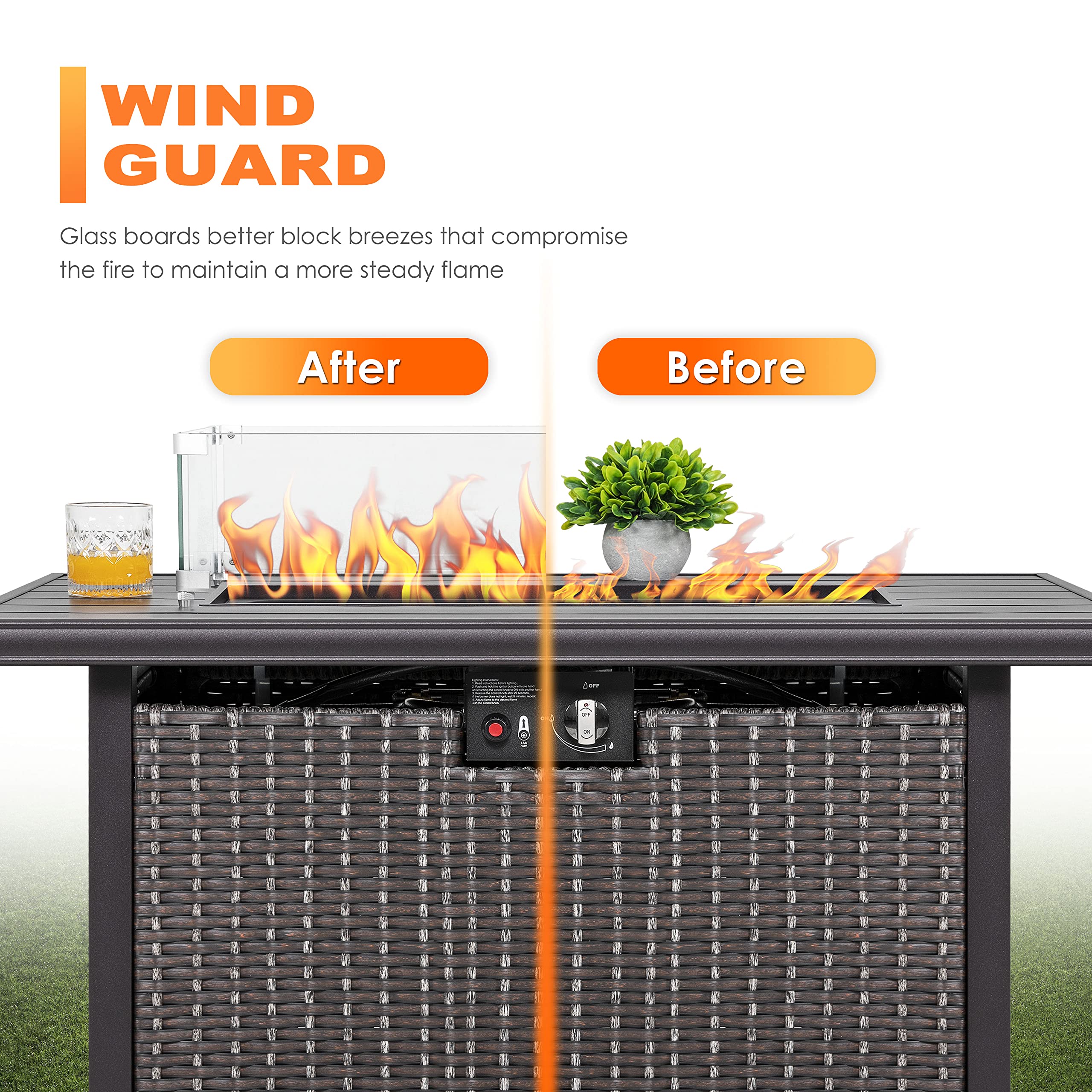 NUU GARDEN wind guard with polished aluminum brackets for sturdy attachment