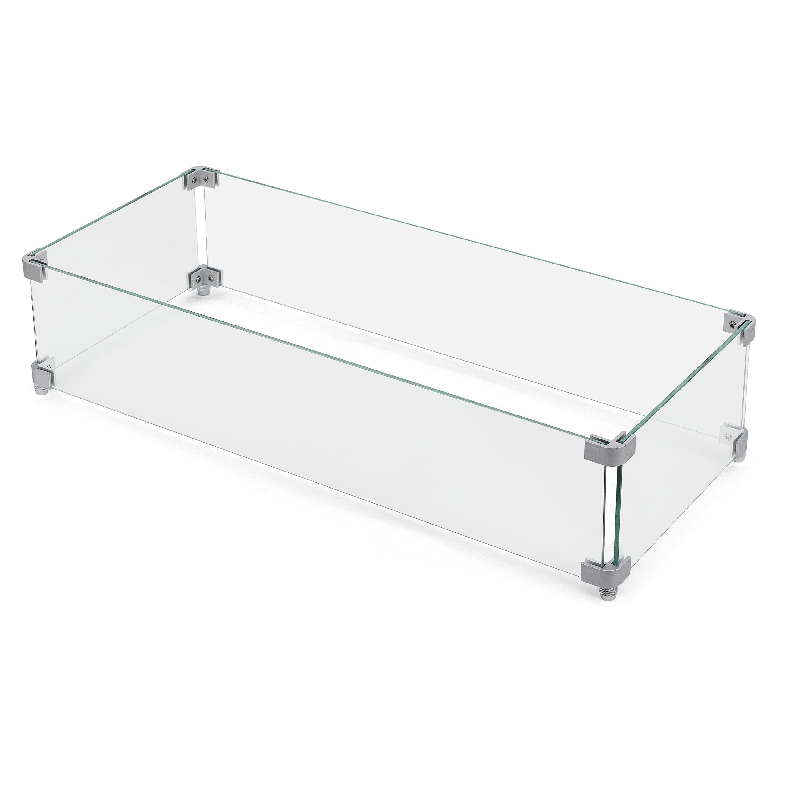 NUU GARDEN rectangular glass wind guard for flames with clear view