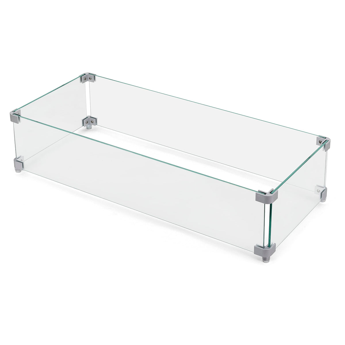 NUU GARDEN rectangular glass wind guard for flames with clear view