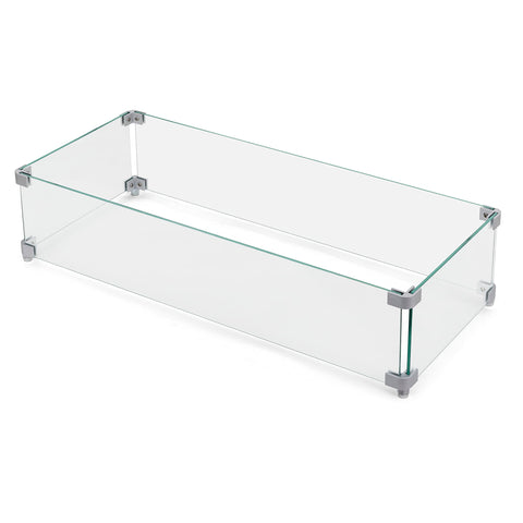 NUU GARDEN rectangular glass wind guard for flames with clear view