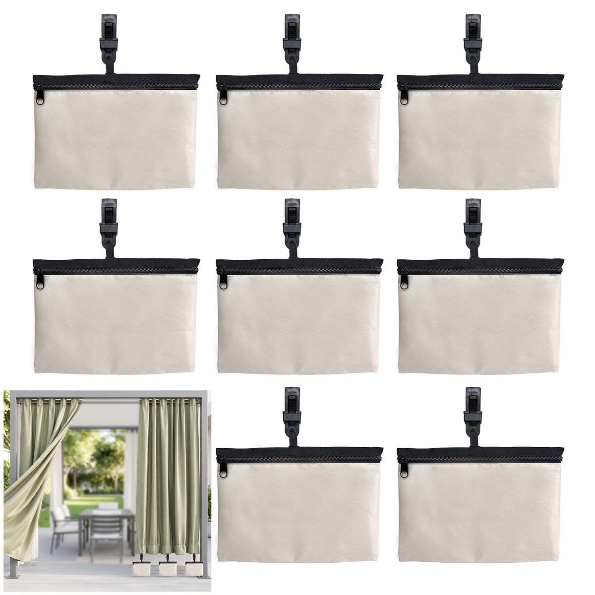 Nuyoach outdoor curtain weights with clip securing patio curtains against wind